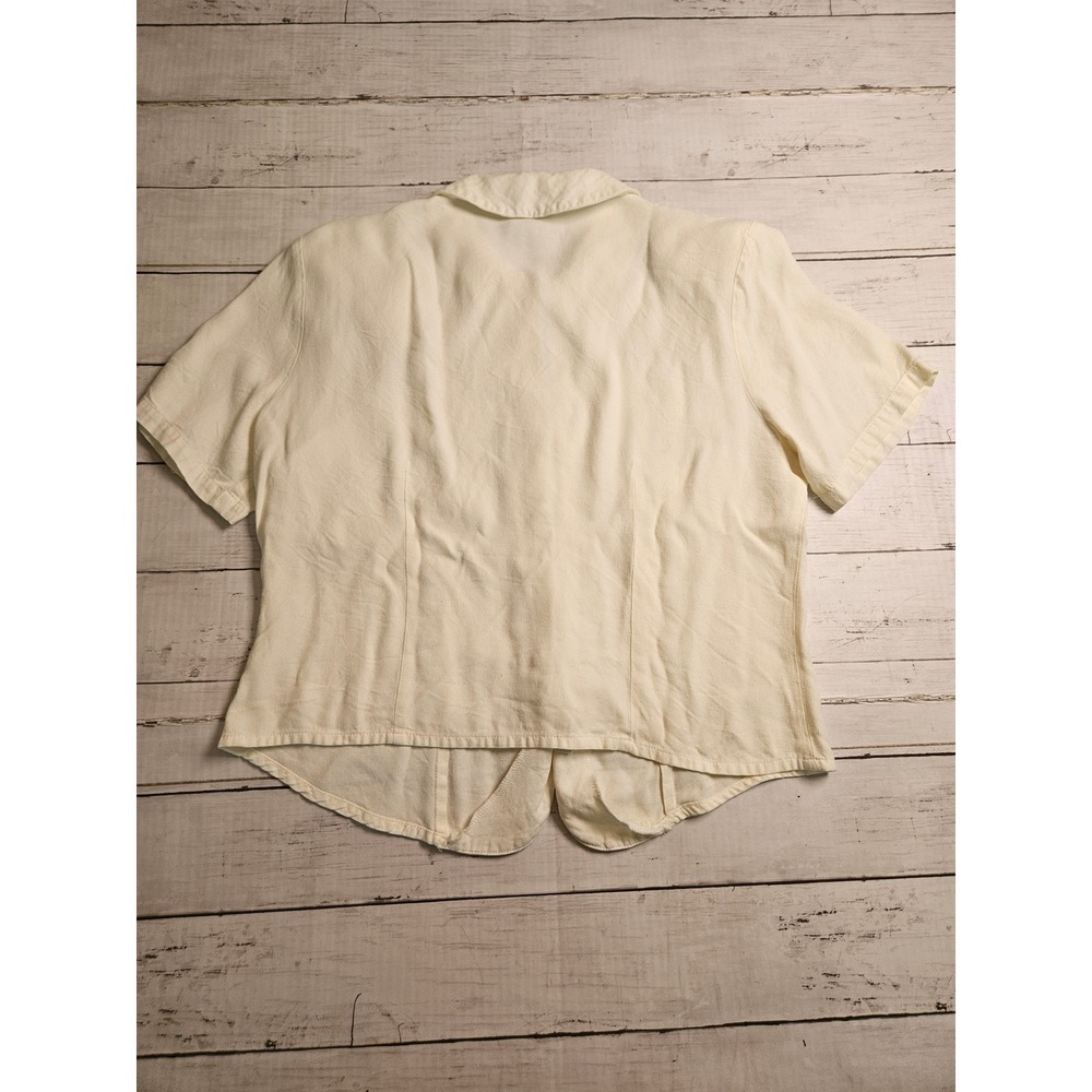 Vintage Impressions of California Blouse Womens 10 Cream Button Up USA Made 90s - Picture 5 of 7